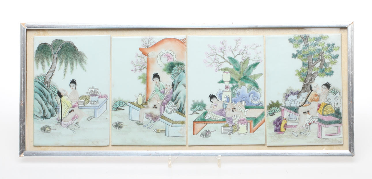 VÄGGPLATTOR, 4 st, porslin, Kina.