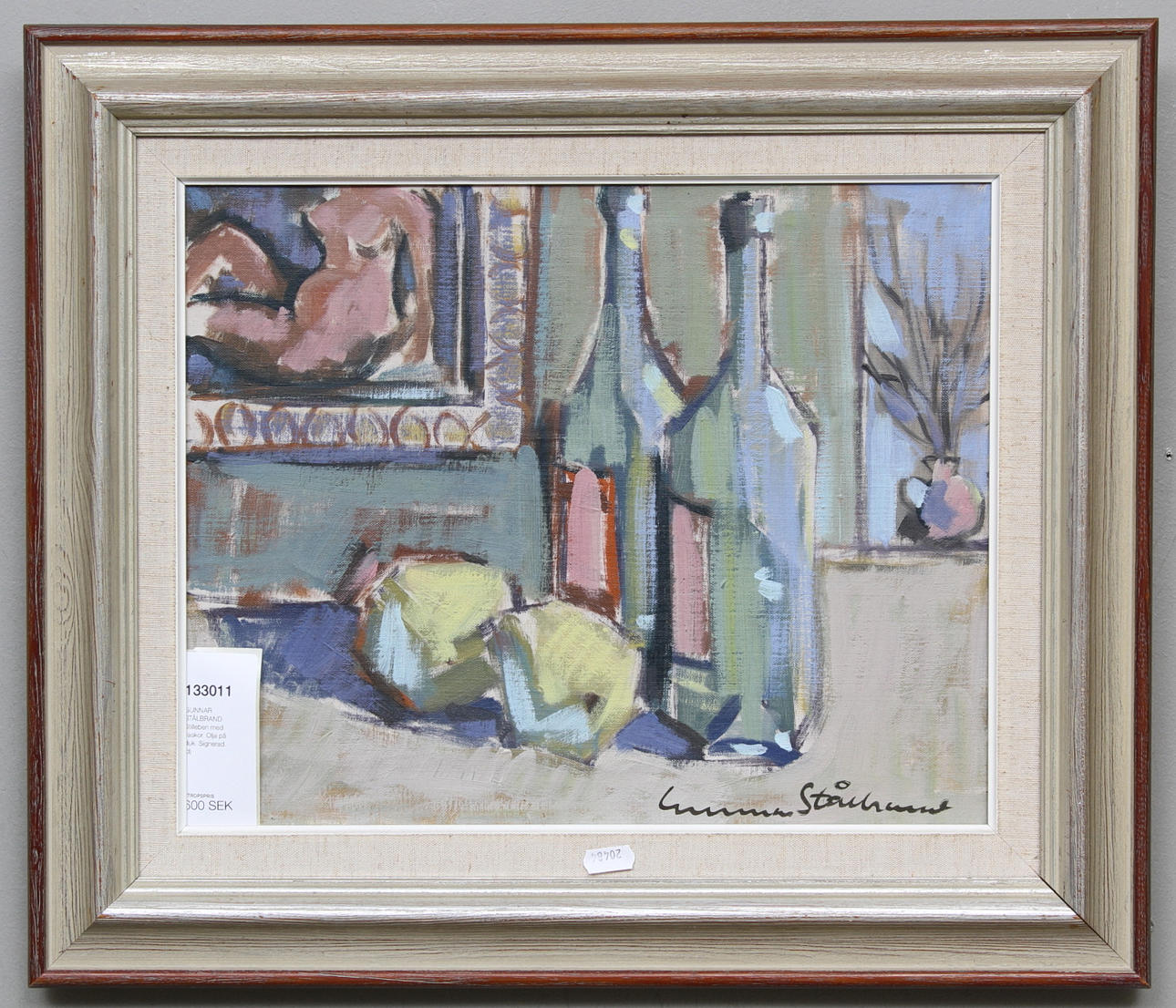 GUNNAR STÅLBRAND. Stilleben med flaskor. Olja på duk. Signerad.