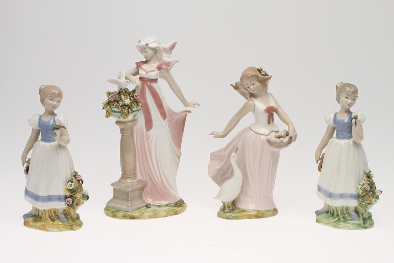 FIGURINER, 7 st, porslin, Tengra Spanien.