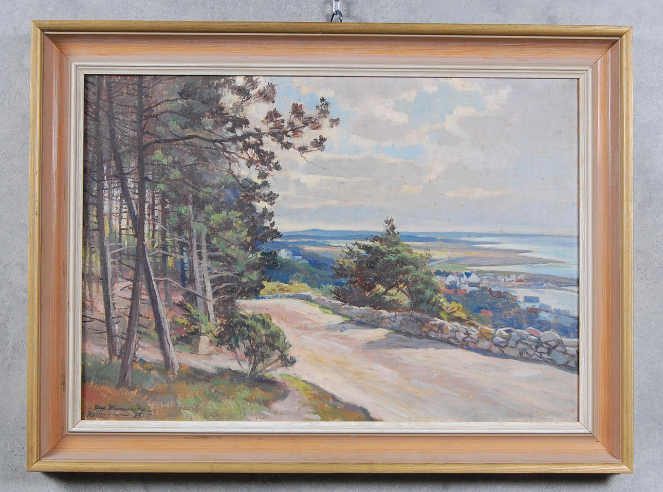 OKÄND KONSTNÄR. olja på pannå, " Italienska vägen Mölle " daterad -35.