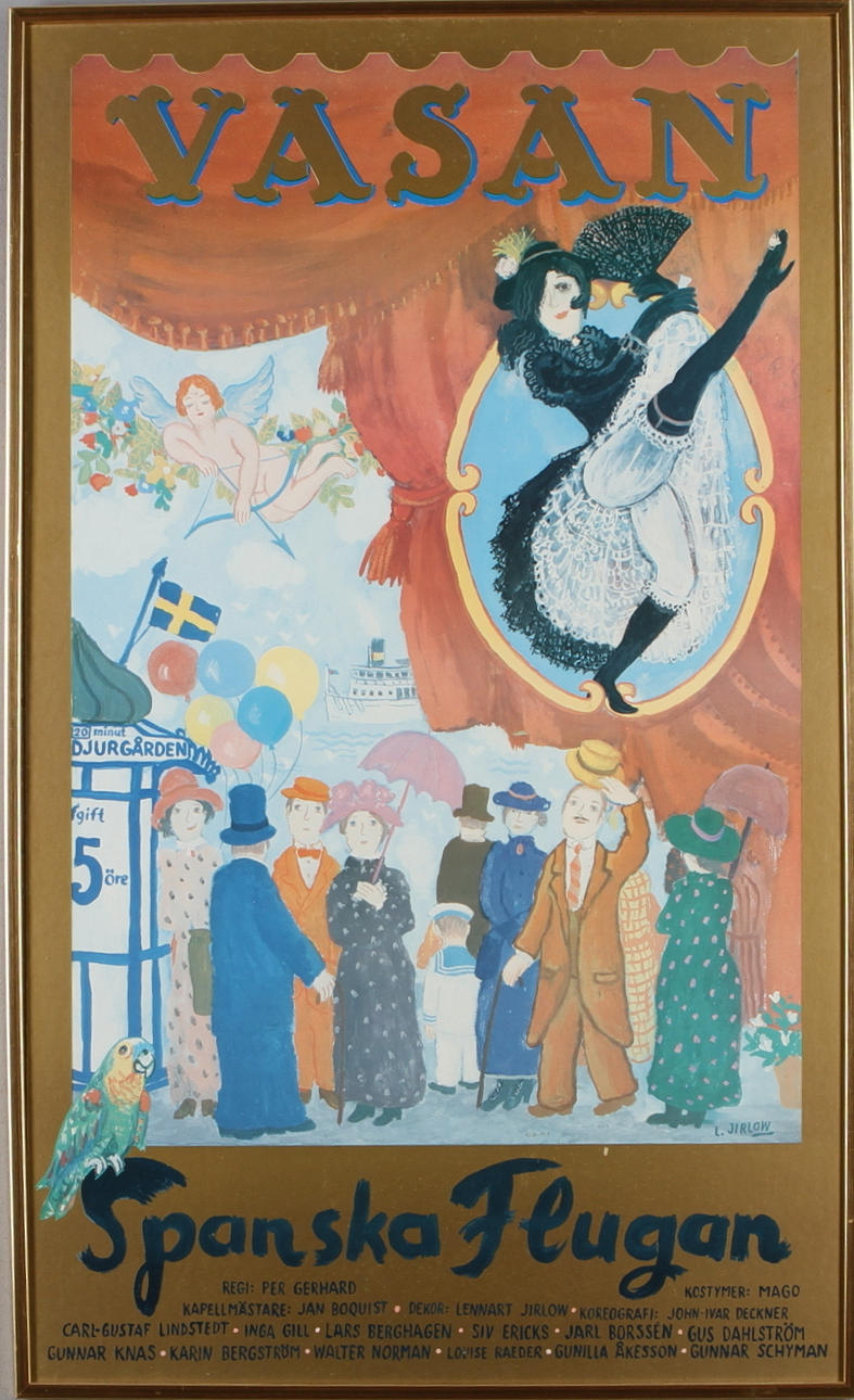 LENNART JIRLOW. Teateraffisch, "Spanska Flugan", signerad i trycket.