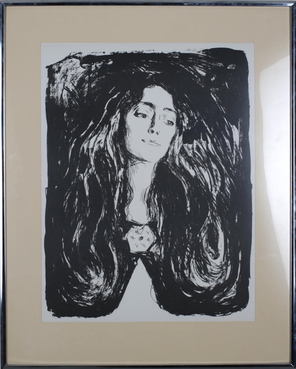 EDVARD MUNCH. EFTER. "Madonna med broschen". Litografiskt tryck. Osignerad.