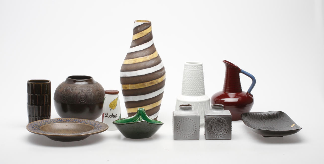 KERAMIKFÖREMÅL, 11 delar, bl.a. Upsala Ekeby, Rörstrand.