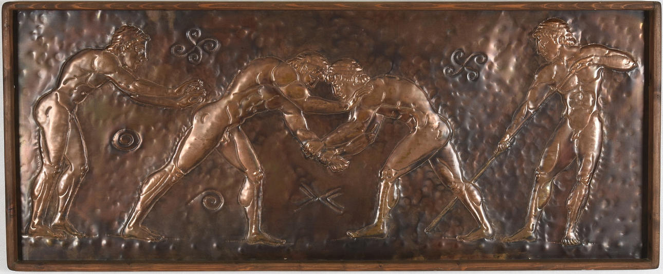 VÄGGRELIEF, koppar, 1900-tal.