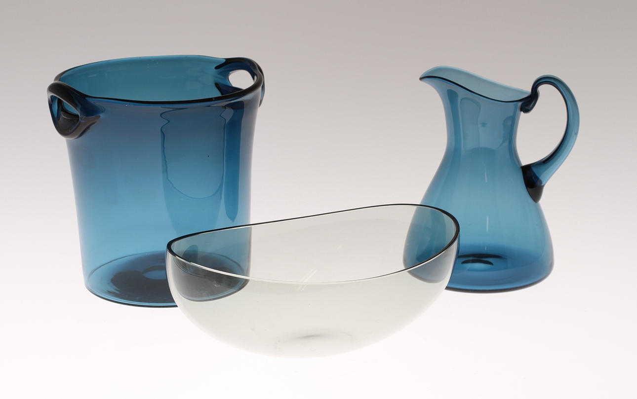 PARTI GLAS, 3 delar, Bl a Nils Landberg, Orrefors, 1900-tal.