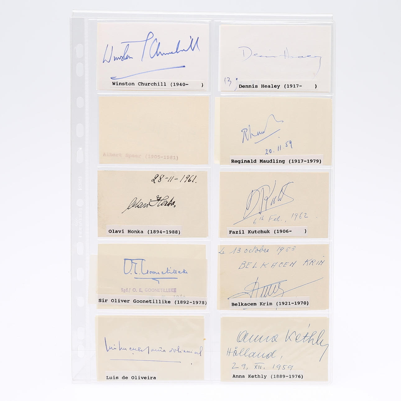 AUTOGRAPH. 39 FOREIGN POLITICIANS.