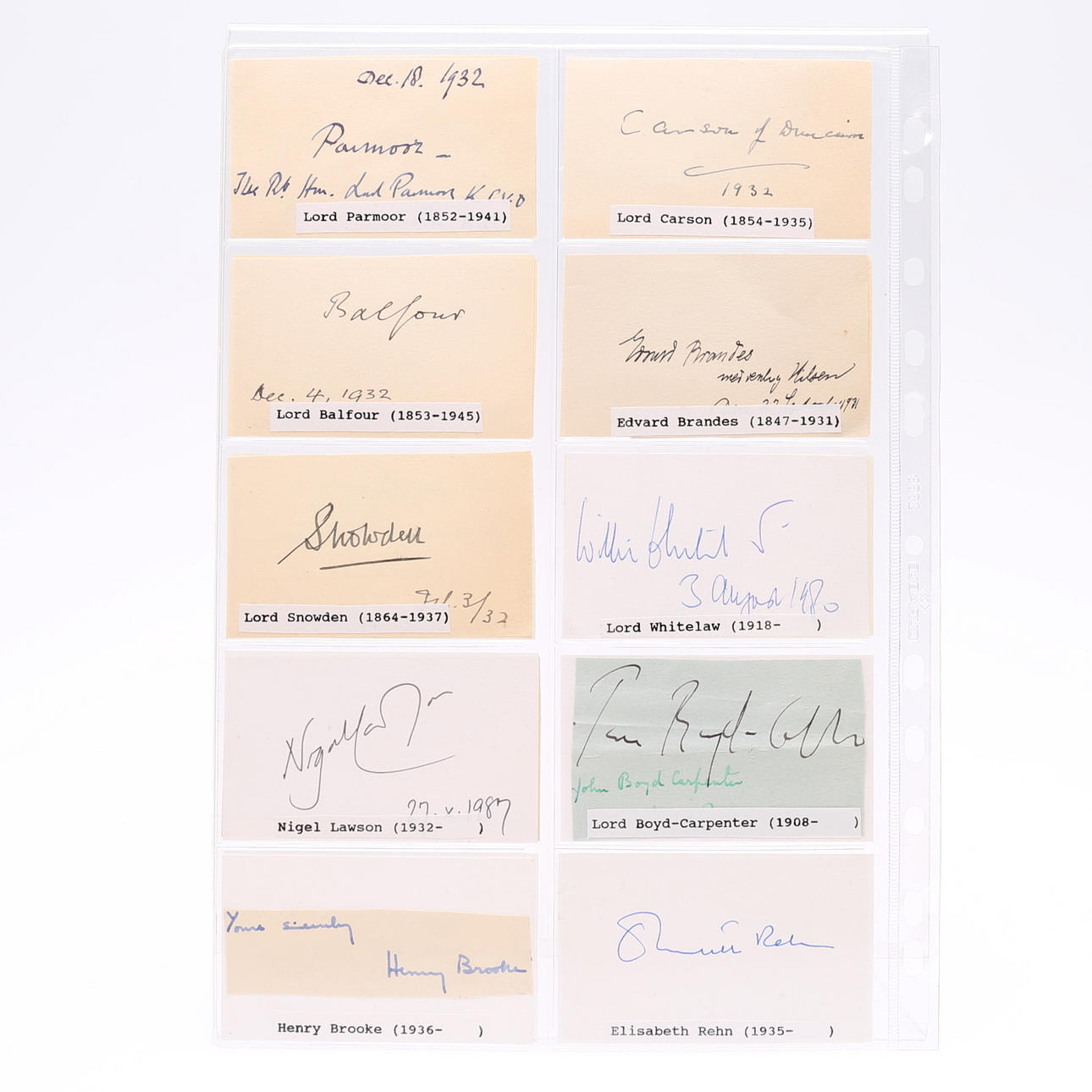 AUTOGRAPH. 40 FOREIGN POLITICIANS.