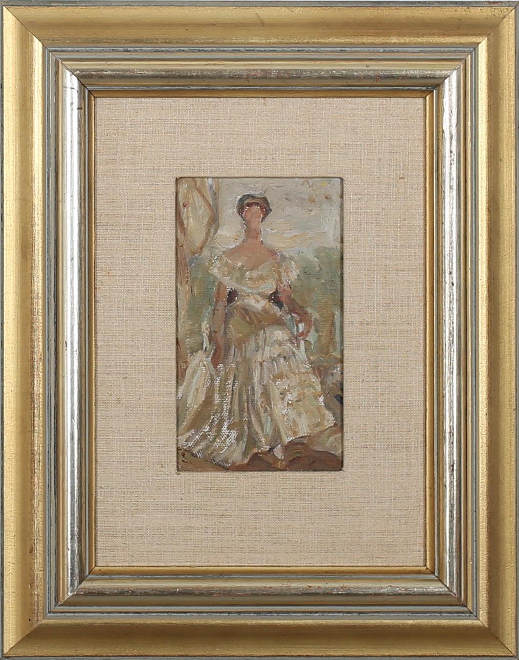 OIDENTIFIERAD KONSTNÄR. Kvinna. Olja på pannå. Signerad S.