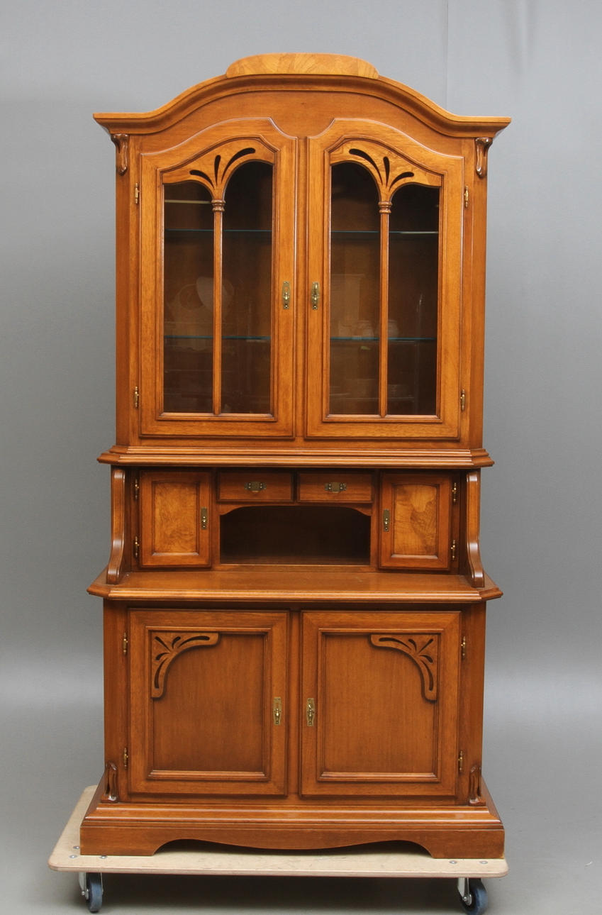 SKÅP, med vitrinöverdel, 2 delat, jugend still, 1900-talets andra hälft.