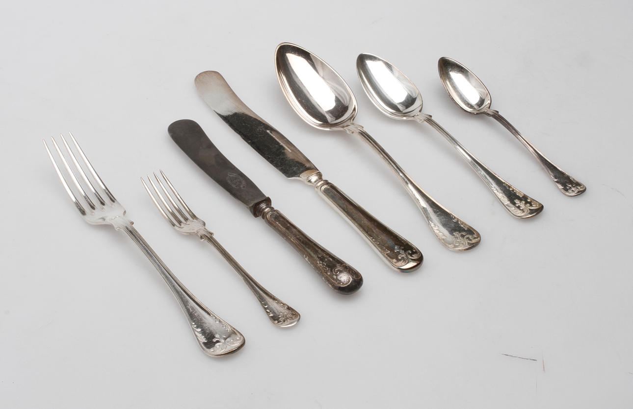 BESTICK, nysilver, 58 delar, "Gammal Fransk", 1900-tal.