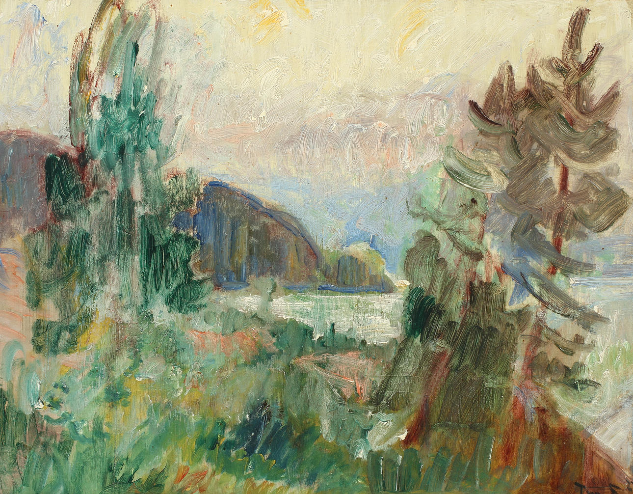 THORVALD ERICHSEN. Olja på pappannå, signerad Thr. E 23.