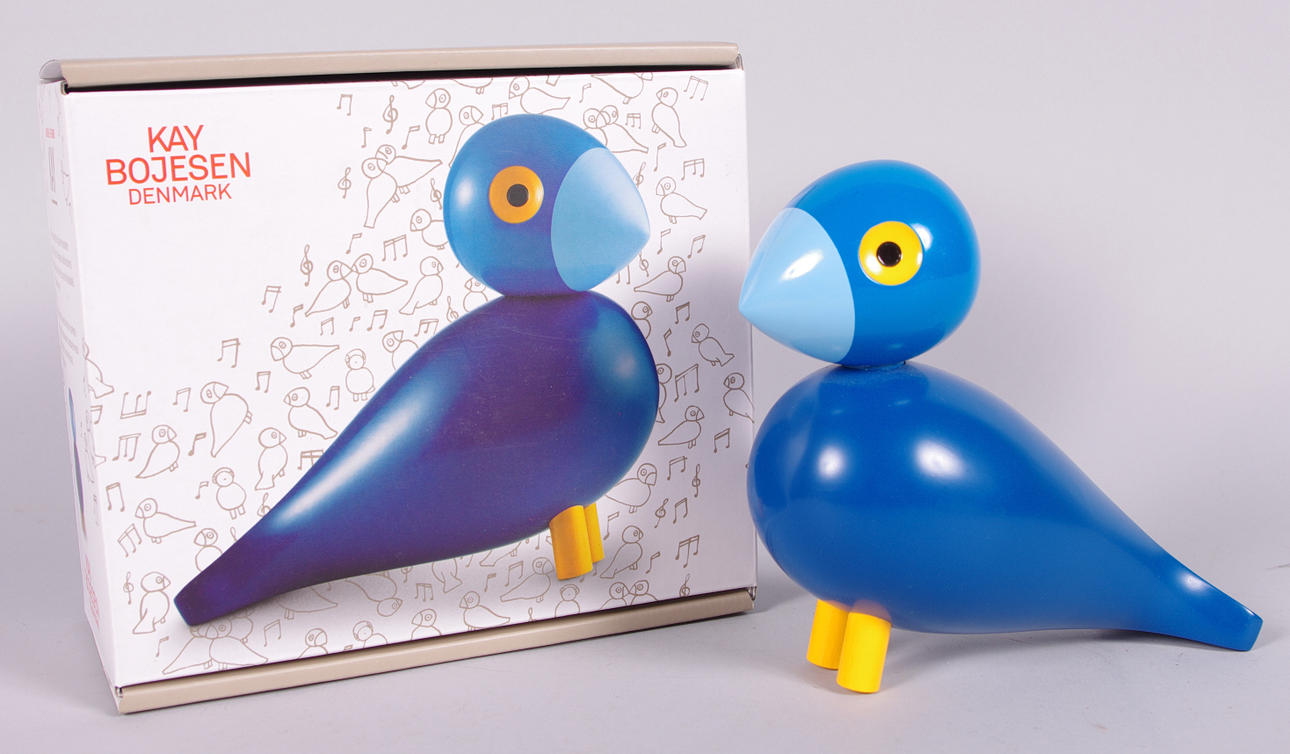 KAY BOJESEN. Träfigur, "Sangfuglen", målat trä, längd 16 cm.