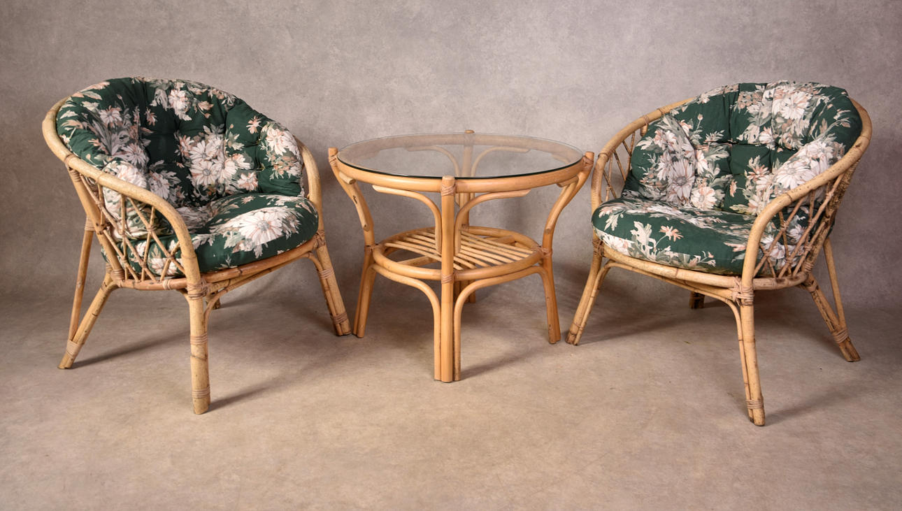 LÆNESTOL, BORD bambus.