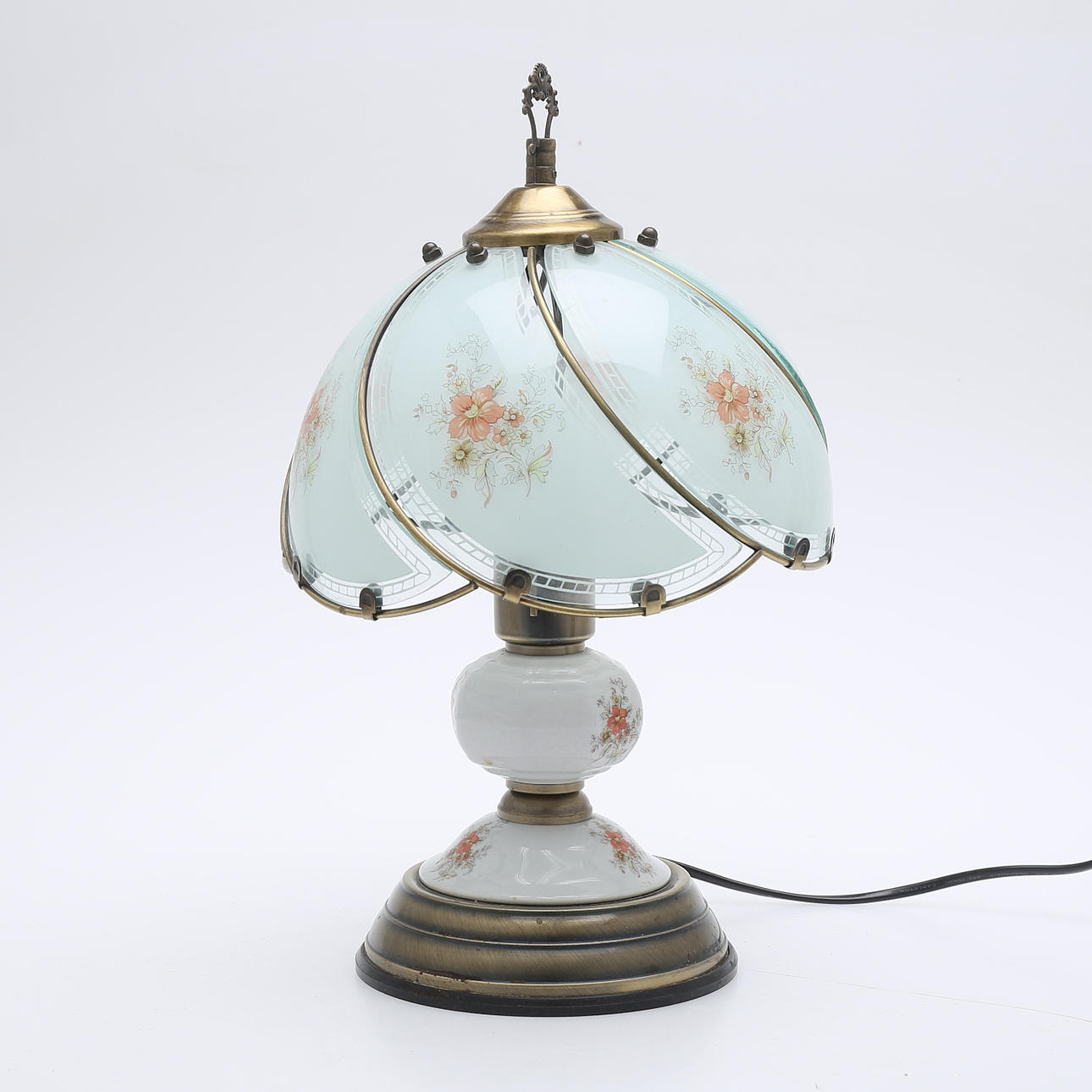 LÁMPARA DE MESA, RWTUV, vidrio/metal, década de 1900.