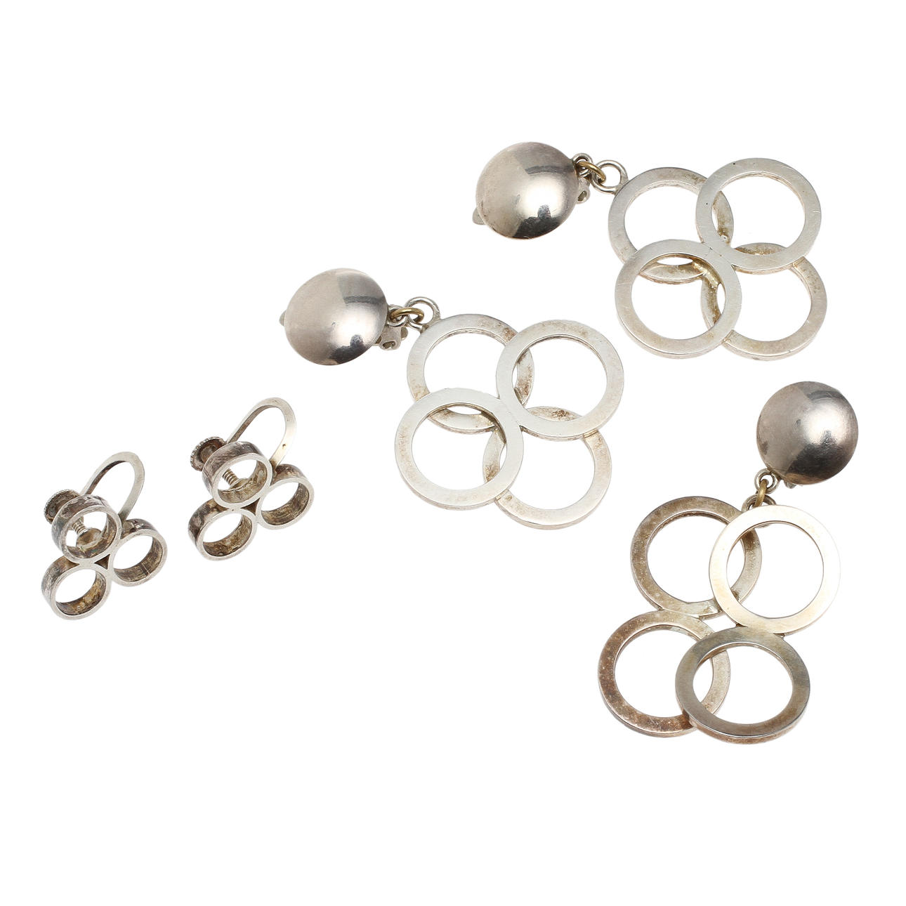 CECILIA JOHANSSON. ÖRHÄNGEN, 5st, silver, Göteborg 1980,1993.