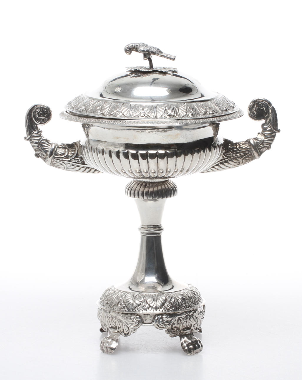 SOCKERSKÅL, med lock, silver, trol. Bengt Johan Bredberg (1837-1844), Mariestad, 1838.