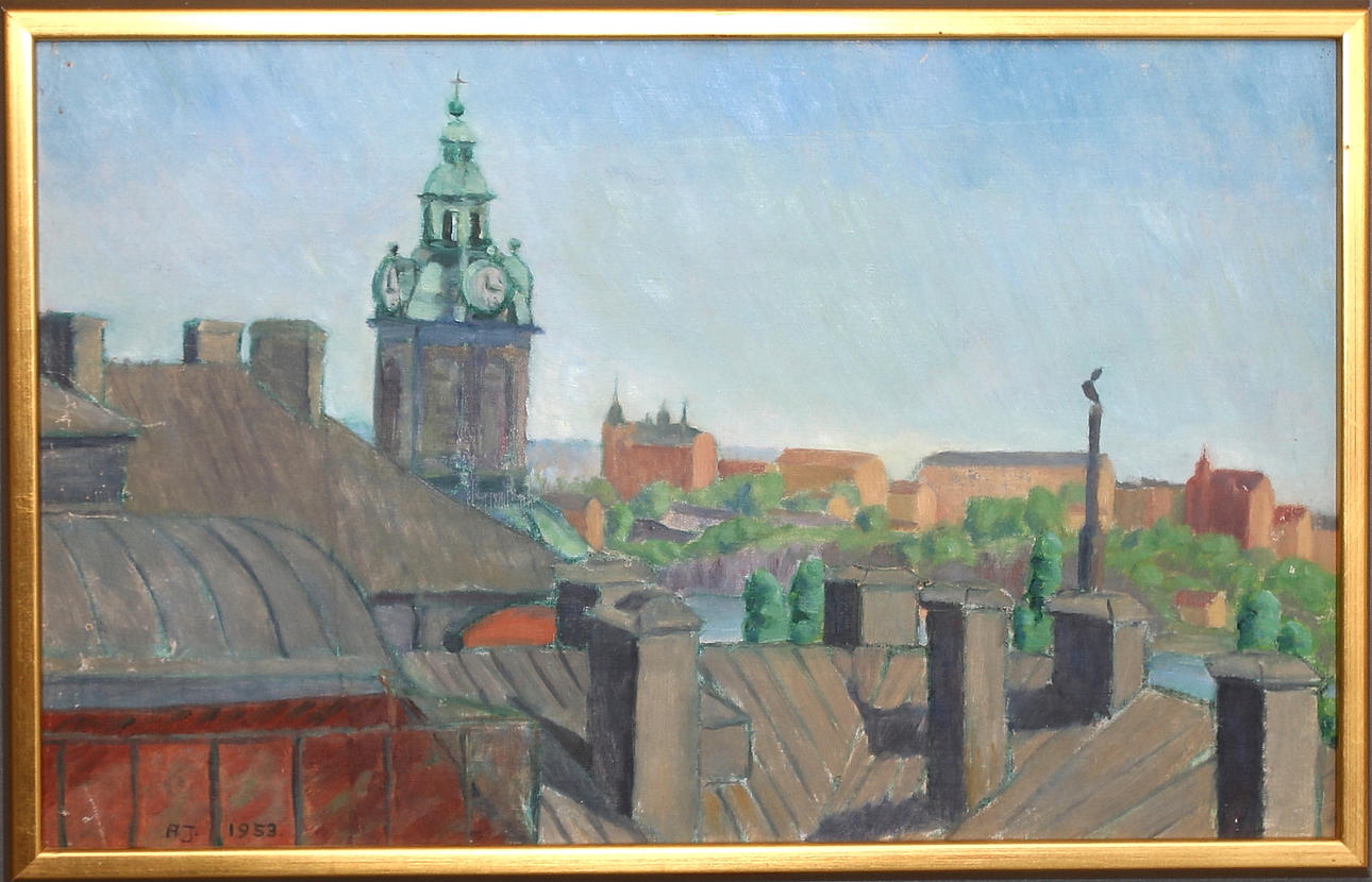 ALVAR JANSSON. Olja på pannå, monogramsignerad, och daterad 1953.