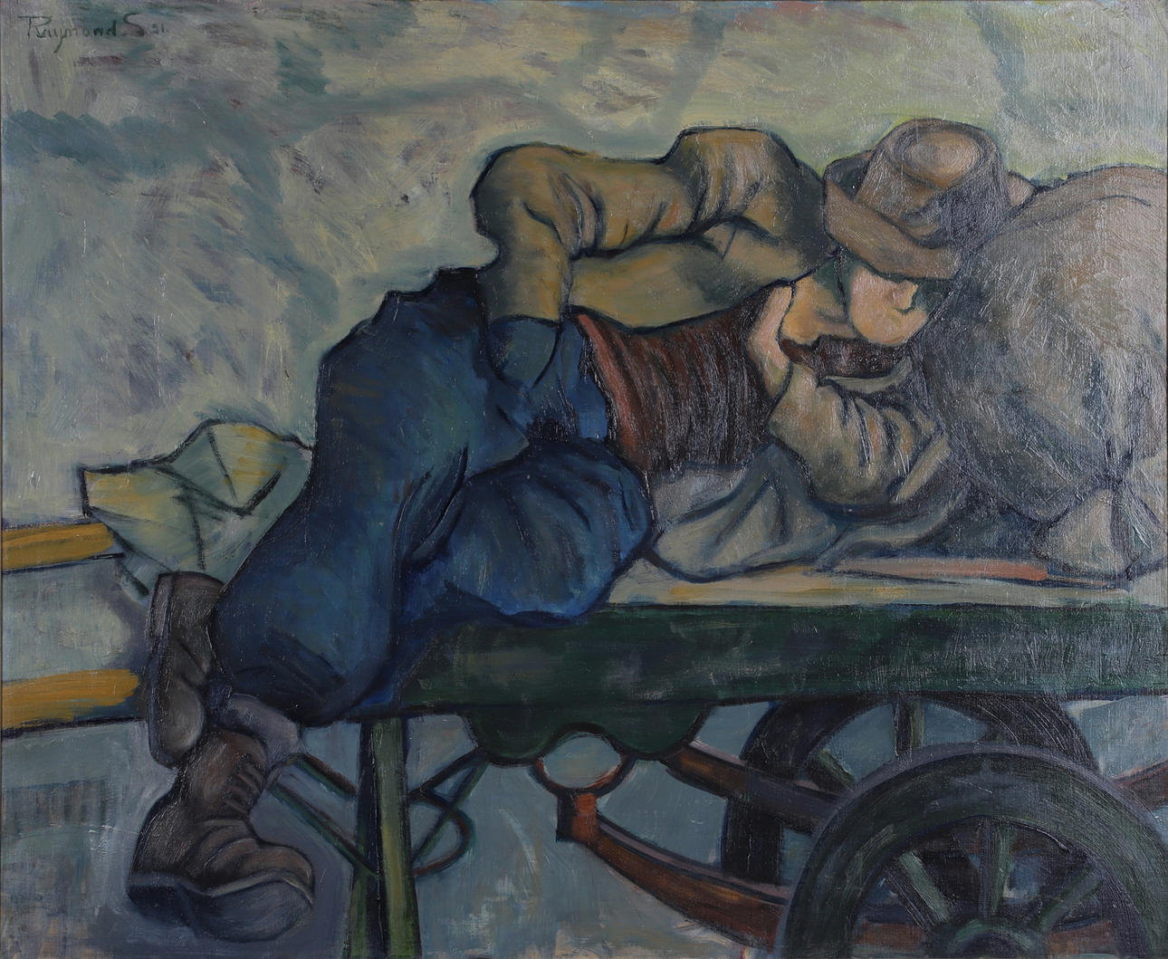 OIDENTIFIERAD KONSTNÄR. Oil on Board, signed Raymond S and dated -51.