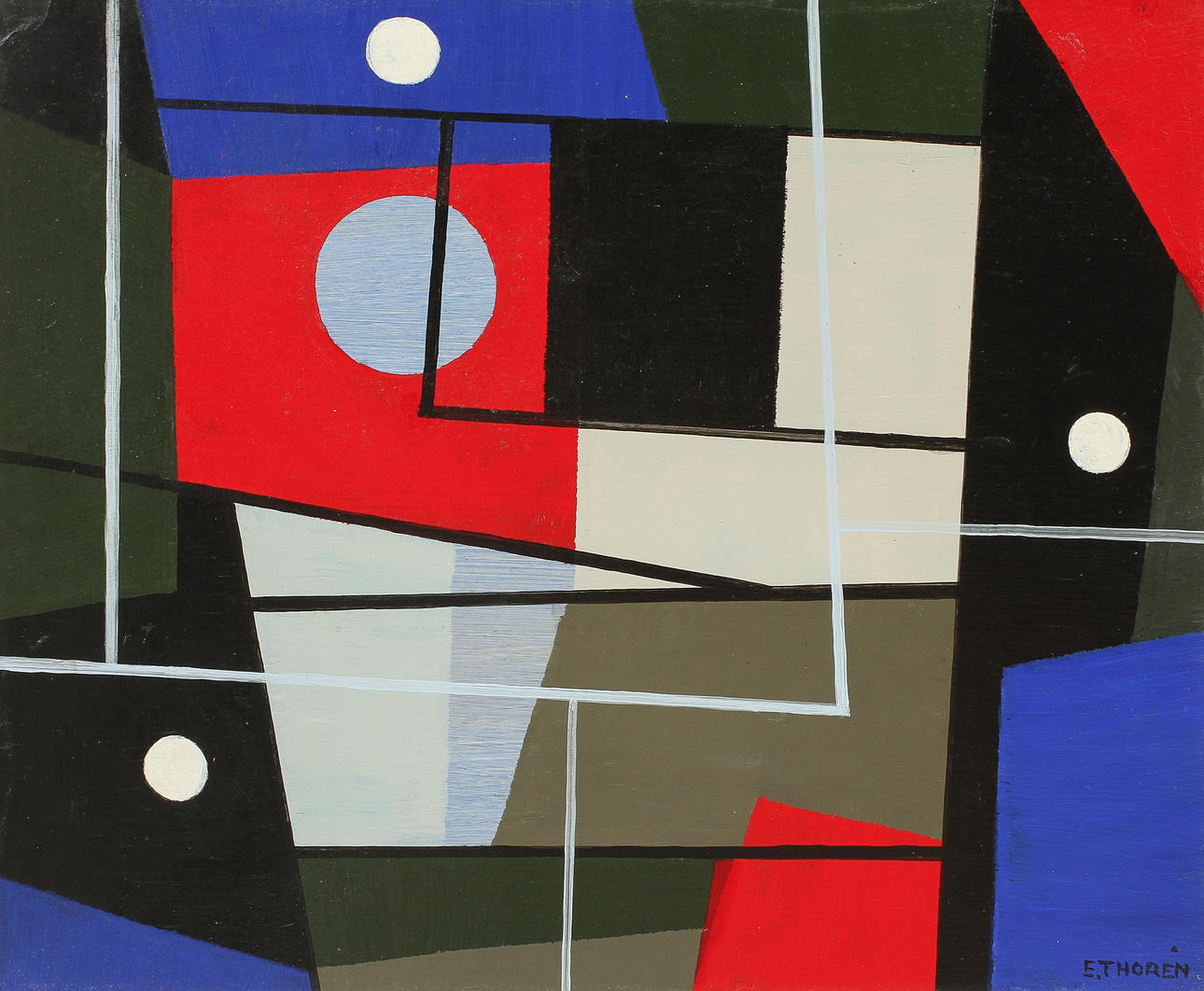ESAIAS THORÉN (1901-1981). Geometrisk komposition. Olja på pannå.