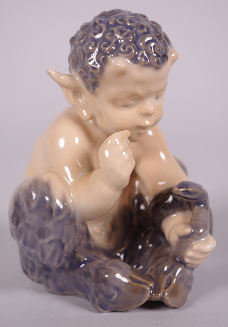 PORSLINSFIGUR, "Faun med orm", Royal Copenhagen.