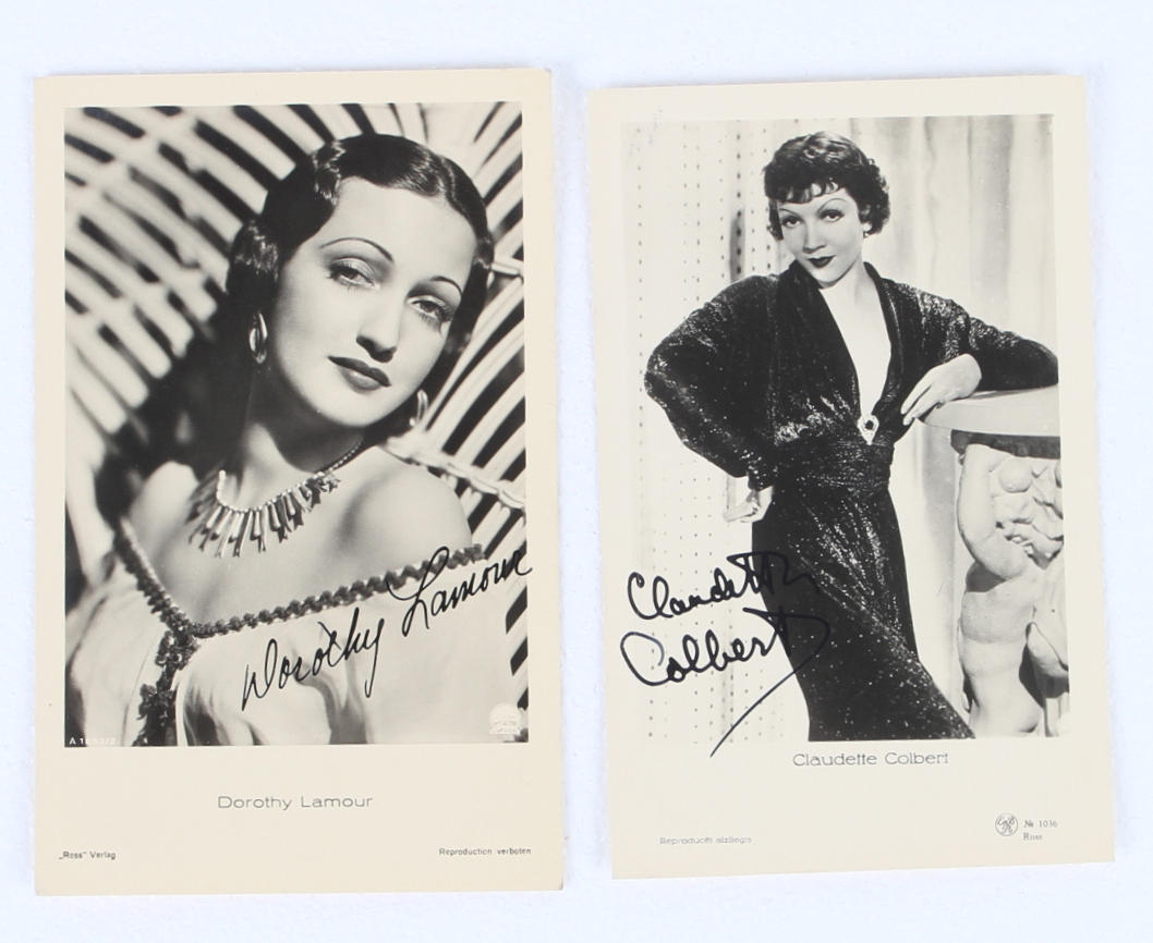 AUTOGRAFER, 2 st, Claudette Colbert, Dorothy Lamour.