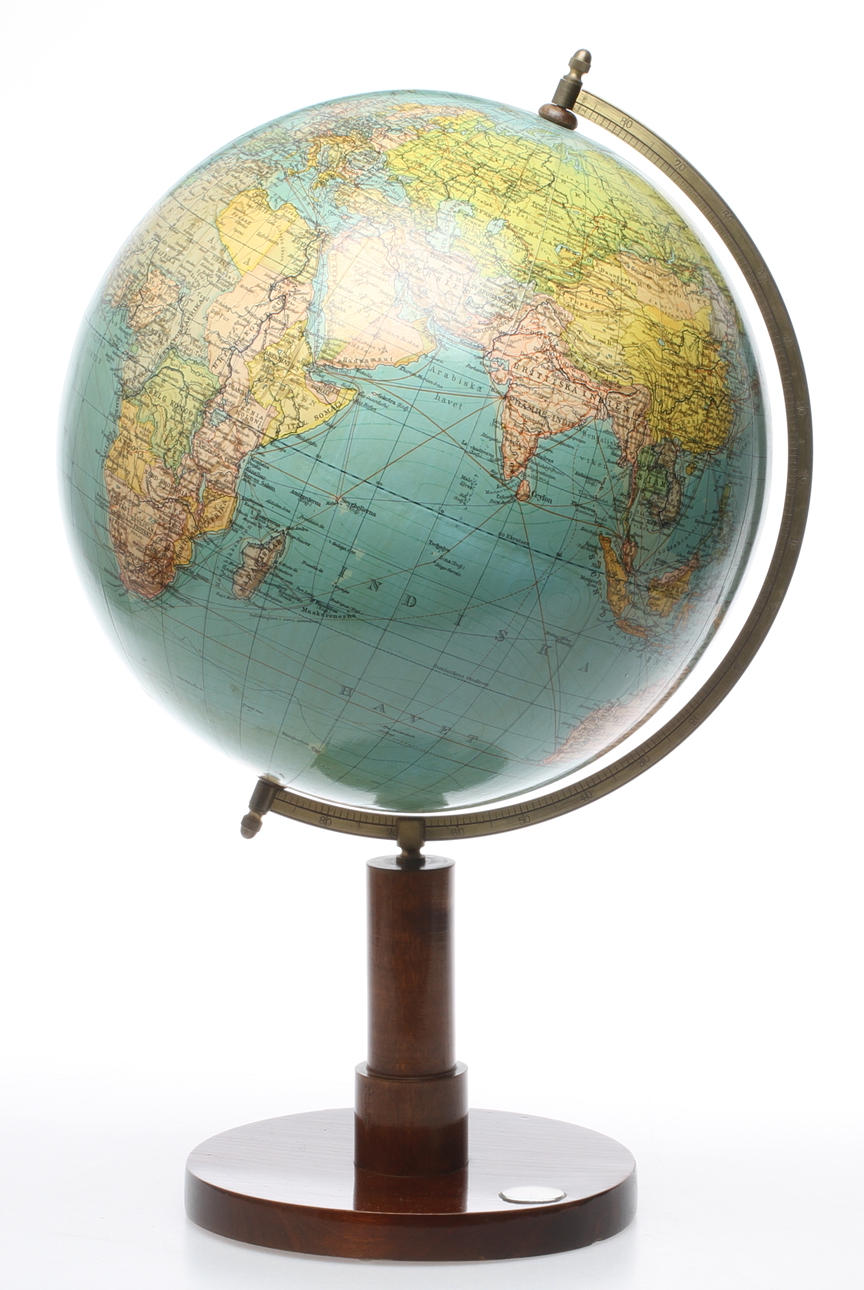 JORDGLOB, " Prof. d:r Krauses Nya Handels- och Samfärdsglob". 1900-tal.