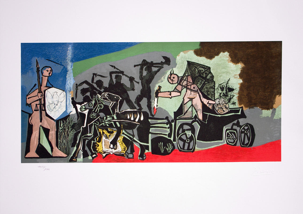 PABLO PICASSO. EFTER. Romersk krigsscen, färgreproduktion.