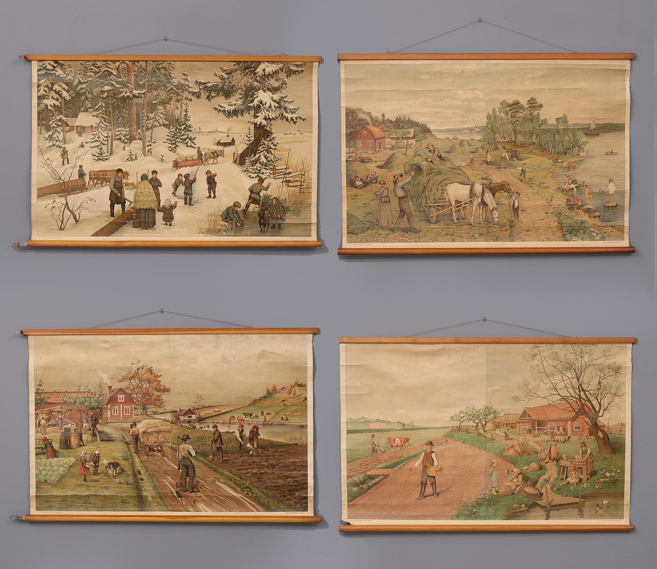 SKOLPLANSCHER, "Årstiderna", svit om 4 delar.