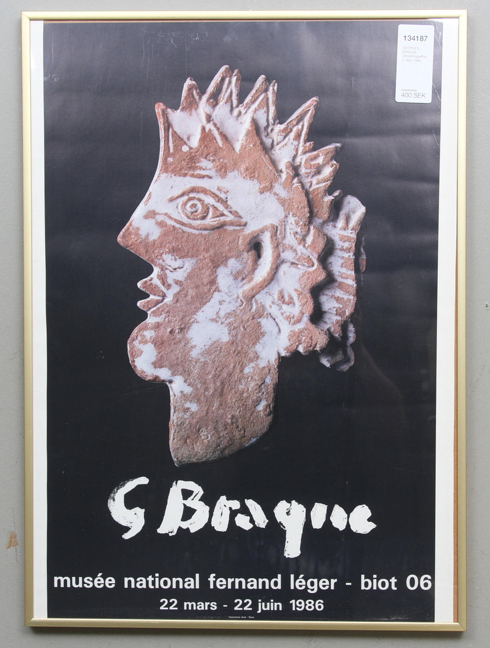 GEORGES BRAQUE. Utställningsaffisch, Biot 1986.