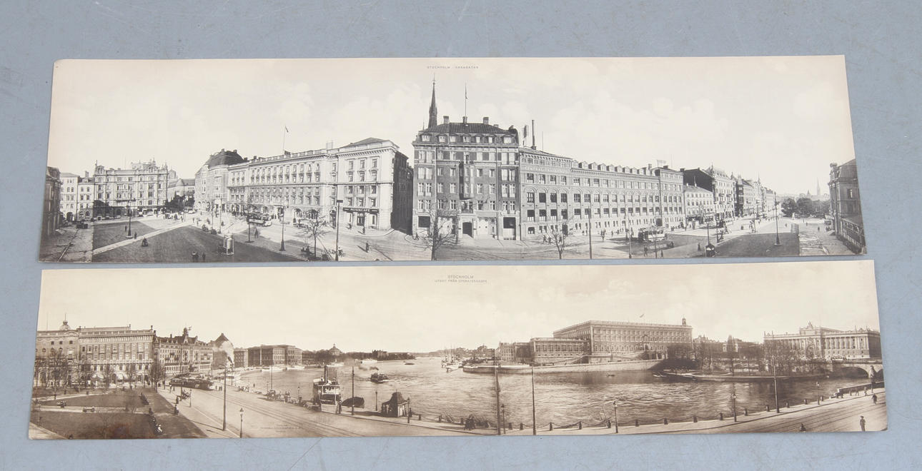 PANORAMABILDER, 2 st, stockholmsmotiv, 1900-talets början.