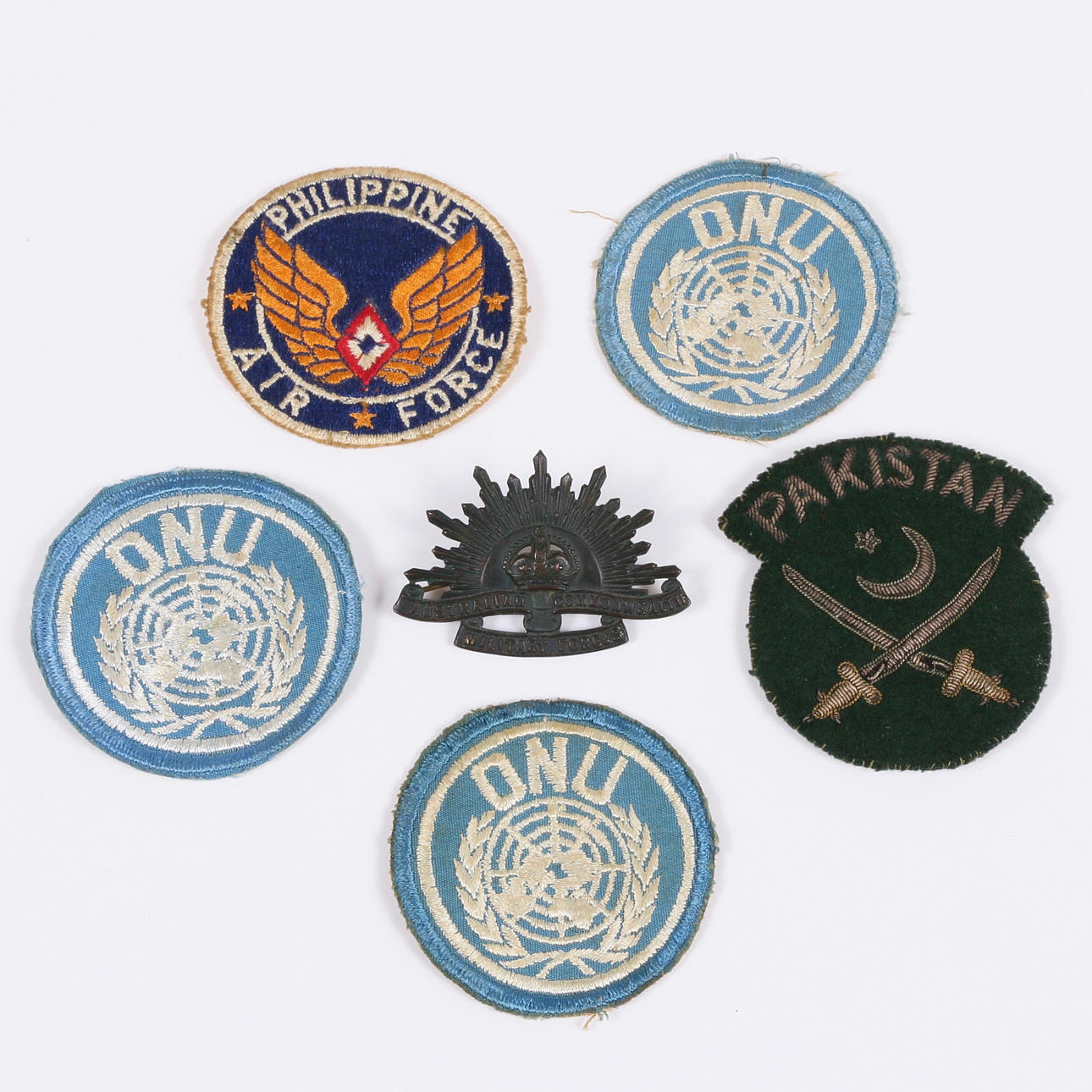 MERKIT, 6 kpl. Kangas ja metalli, 1900-luku.