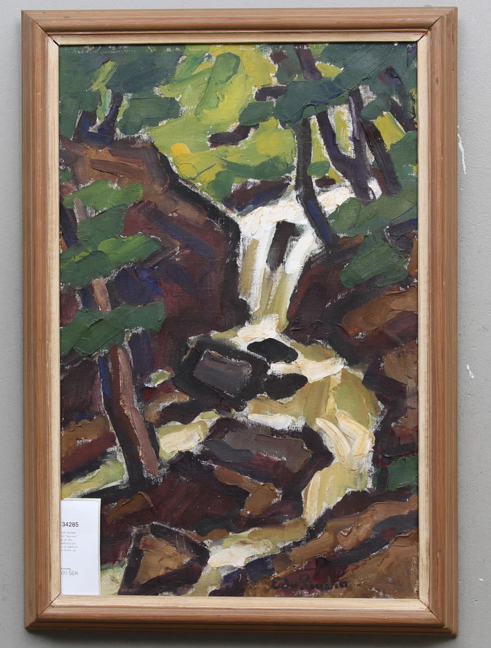 EDVIN BODIN. "Från Telemark". Olja på duk, uppklistrad på pannå, signerad Edv. Bodin.