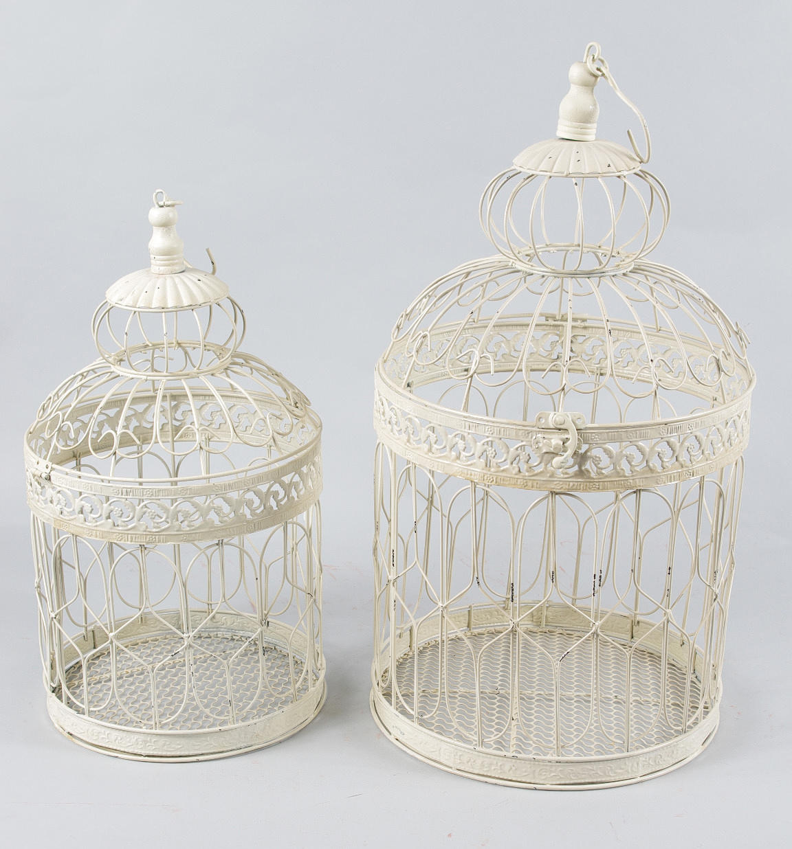 FÅGELBURAR, 1 par, vitmålad smide.