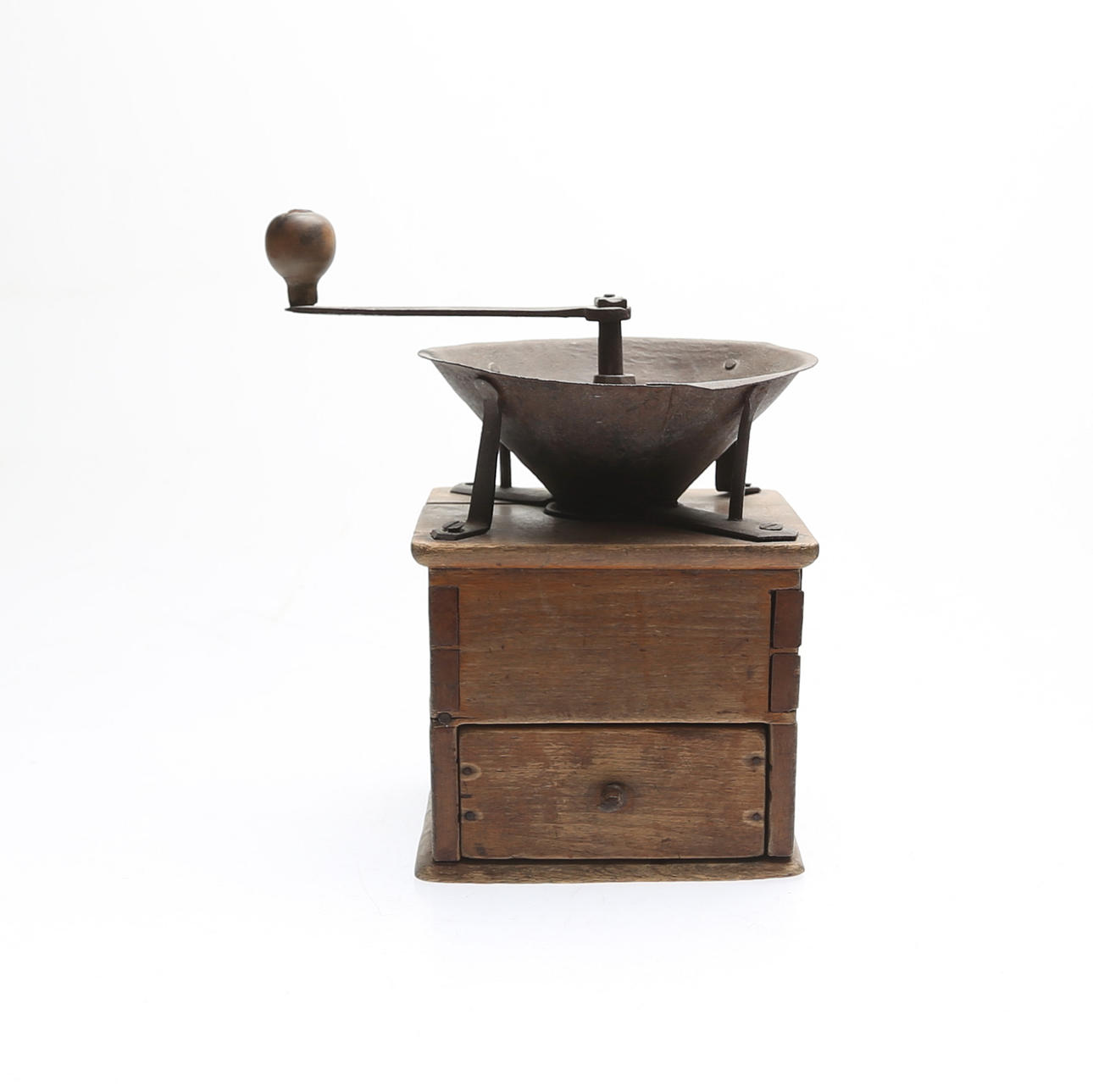 MOLINILLO DE CAFÉ, madera/metal, siglo XIX.