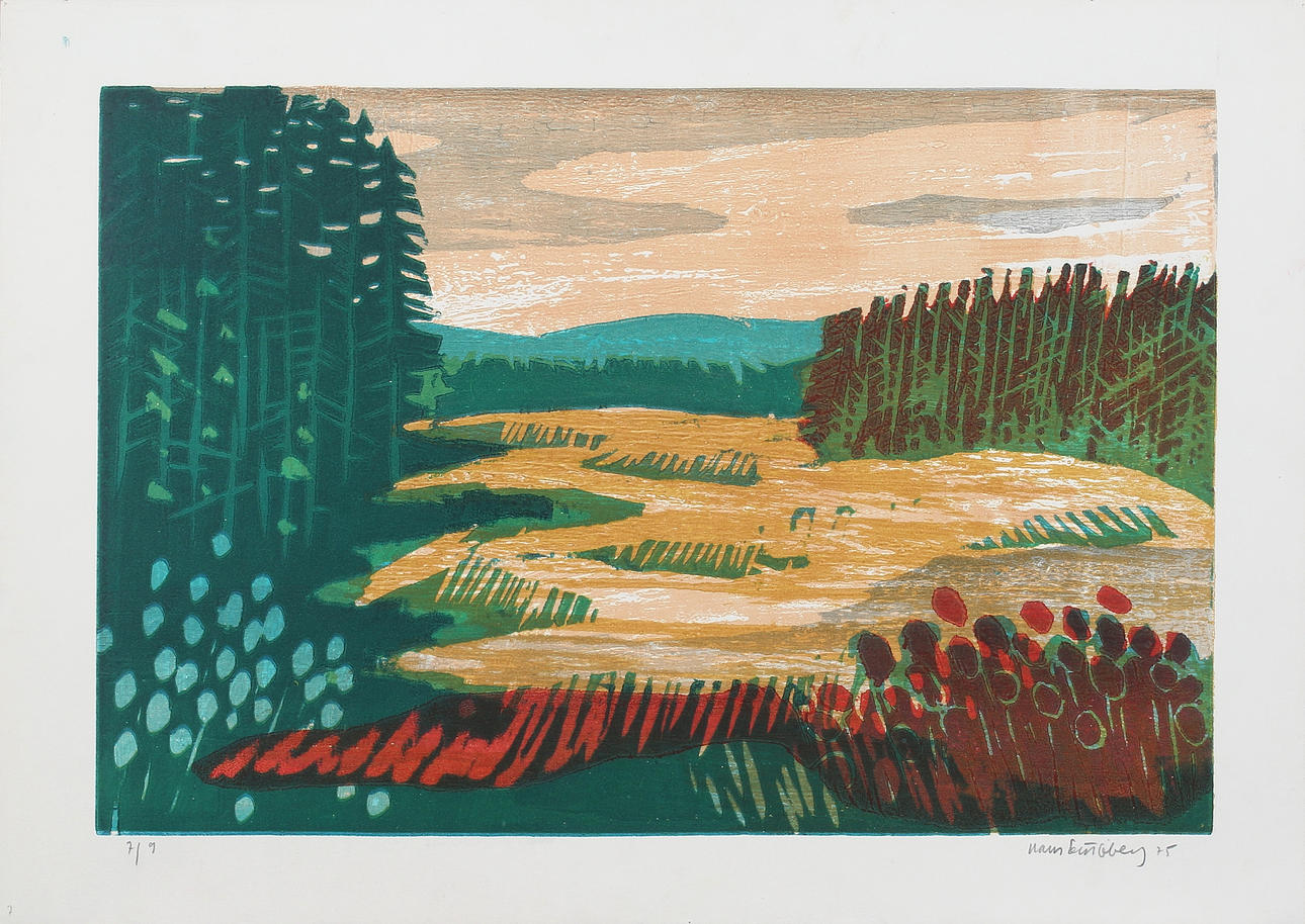 HANS ERIC ÖBERG. Forest care, lithography, signed and numbered 7/9.
