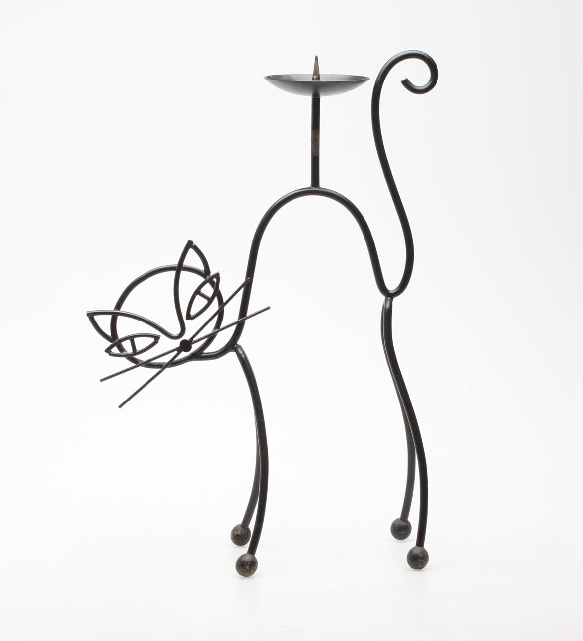 LJUSSTAKE, i form av katt, stringmodell, Gunnar Ander, Ystad Metall, 1950/60-tal.