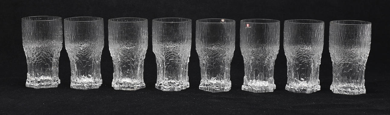 ÖLGLAS, 8 st, "Aslak", Tapio Wirkkala, Iittala, 1900-talets andra hälft.