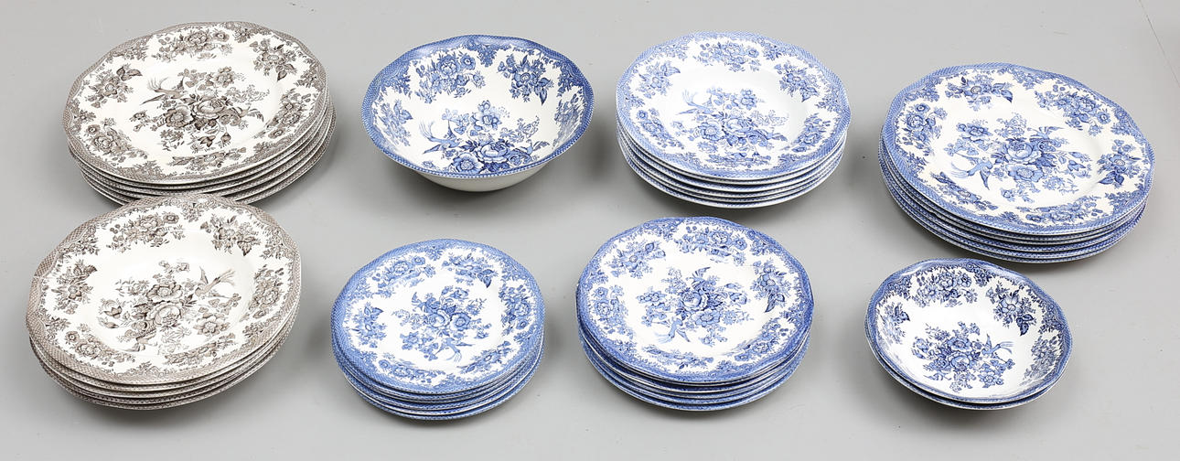 SERVISDELAR (38), "Asiatic Pheasants", blå och brun, Wedgwood.