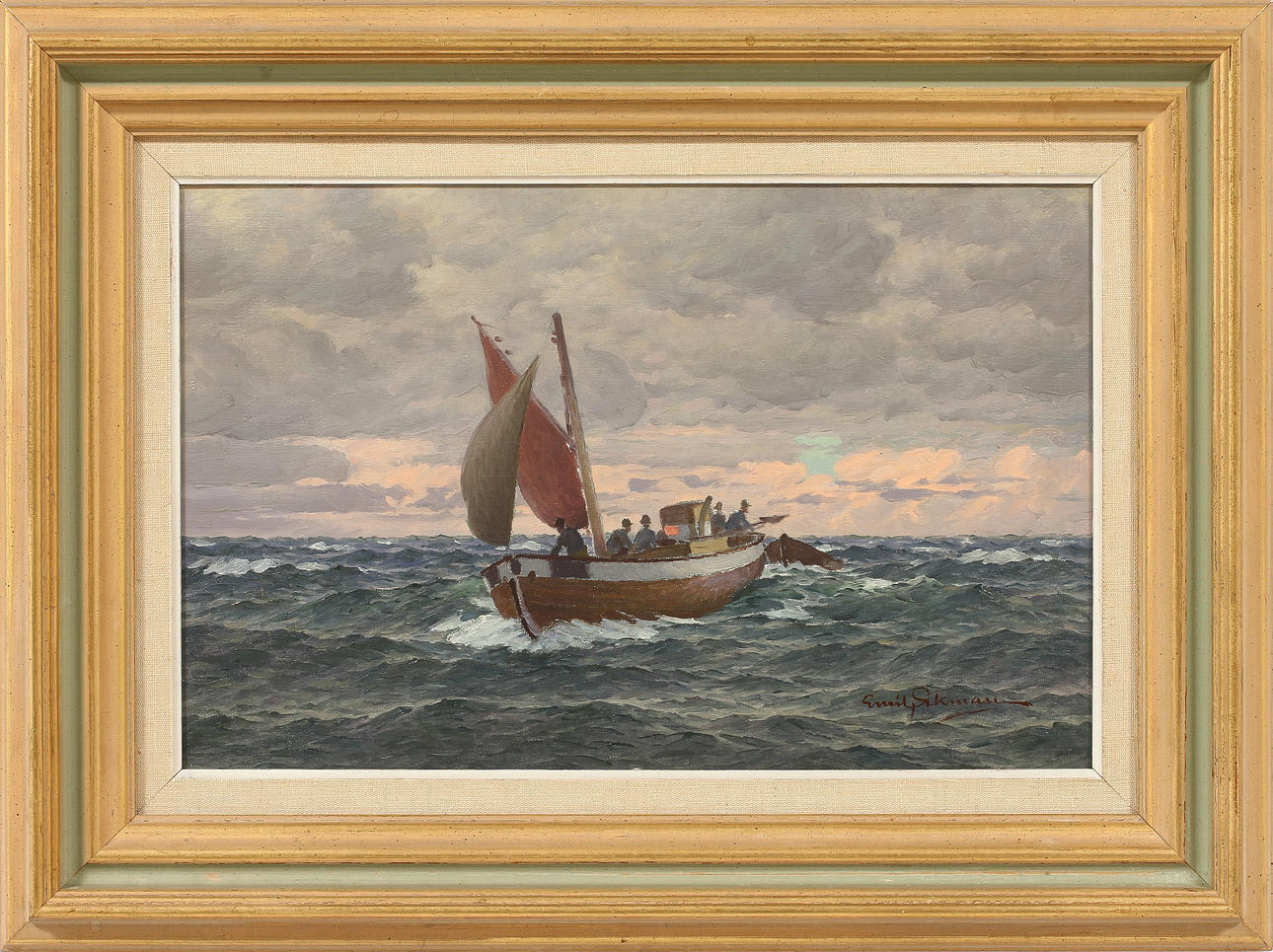 EMIL EKMAN. Olja på pannå, signerad.