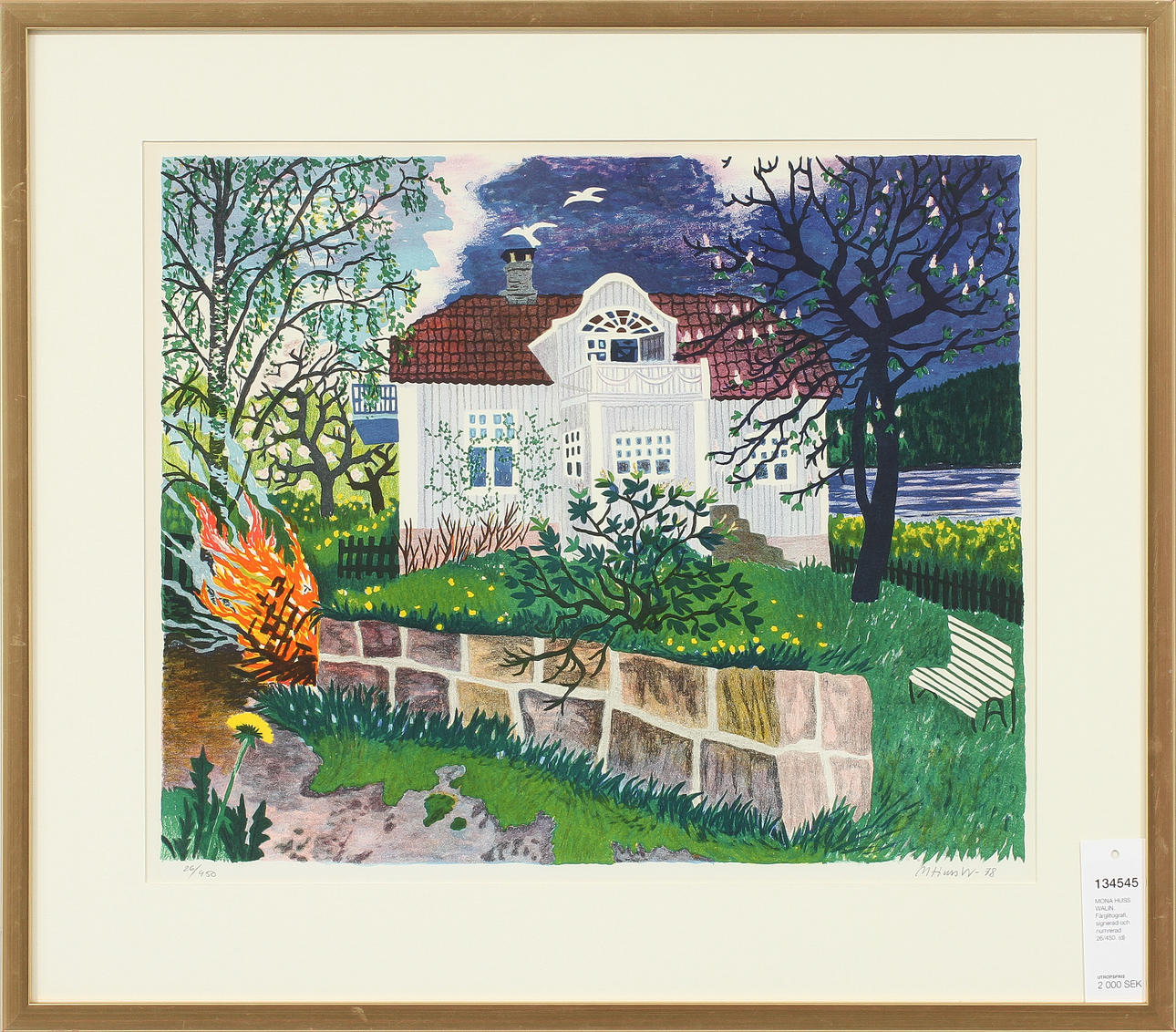 MONA HUSS WALIN. Färglitografi, signerad och numrerad 26/450.