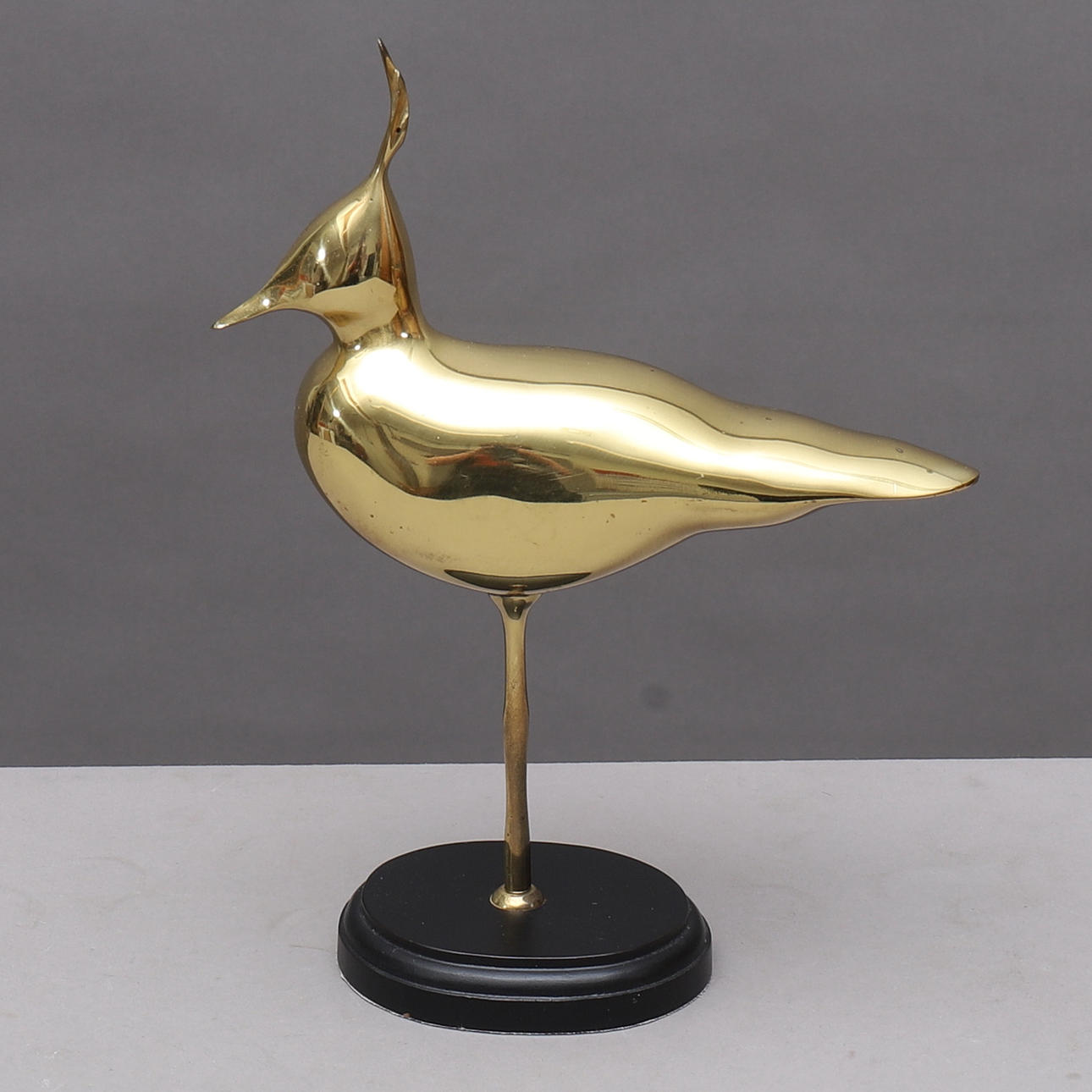 SKULPTUR, poleret messing, fugl.