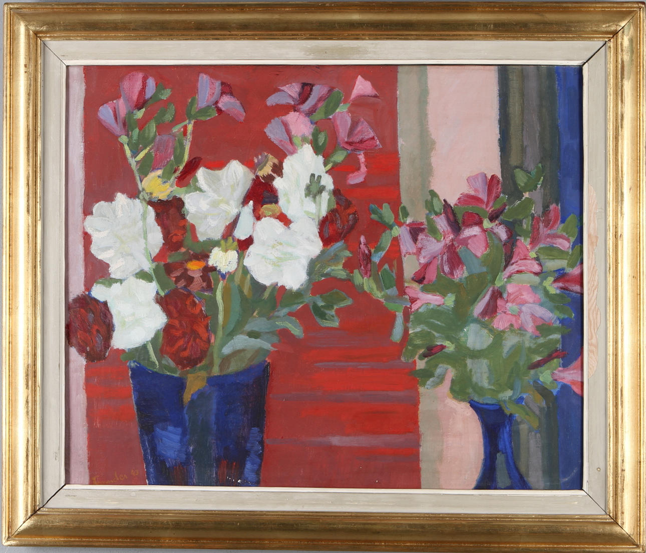 HELGE FRENDER. Blomsterstilleben, olja på duk, signerad.