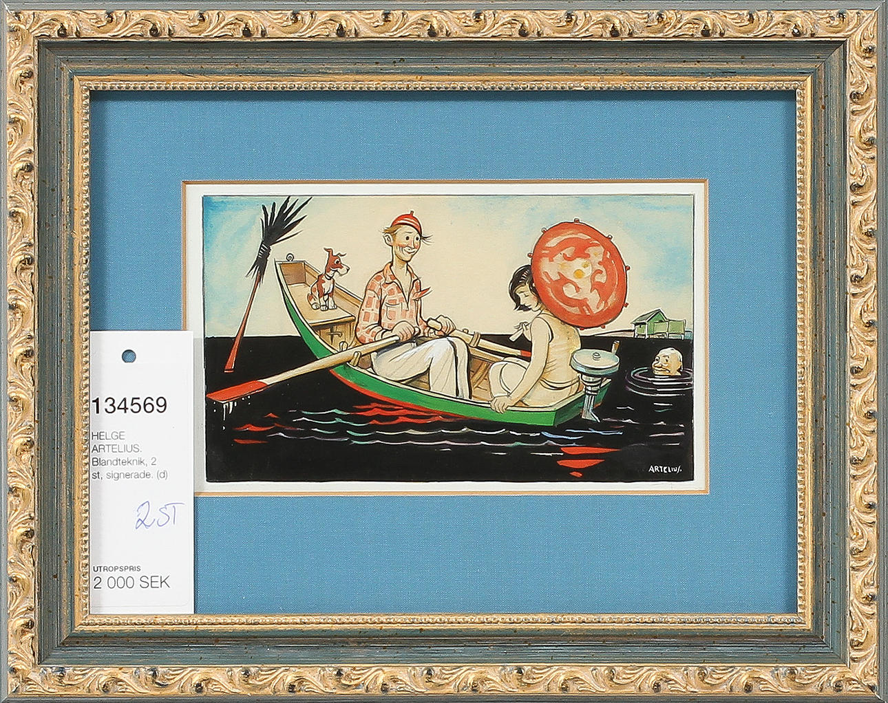 HELGE ARTELIUS. Blandteknik, 2 st, signerade.