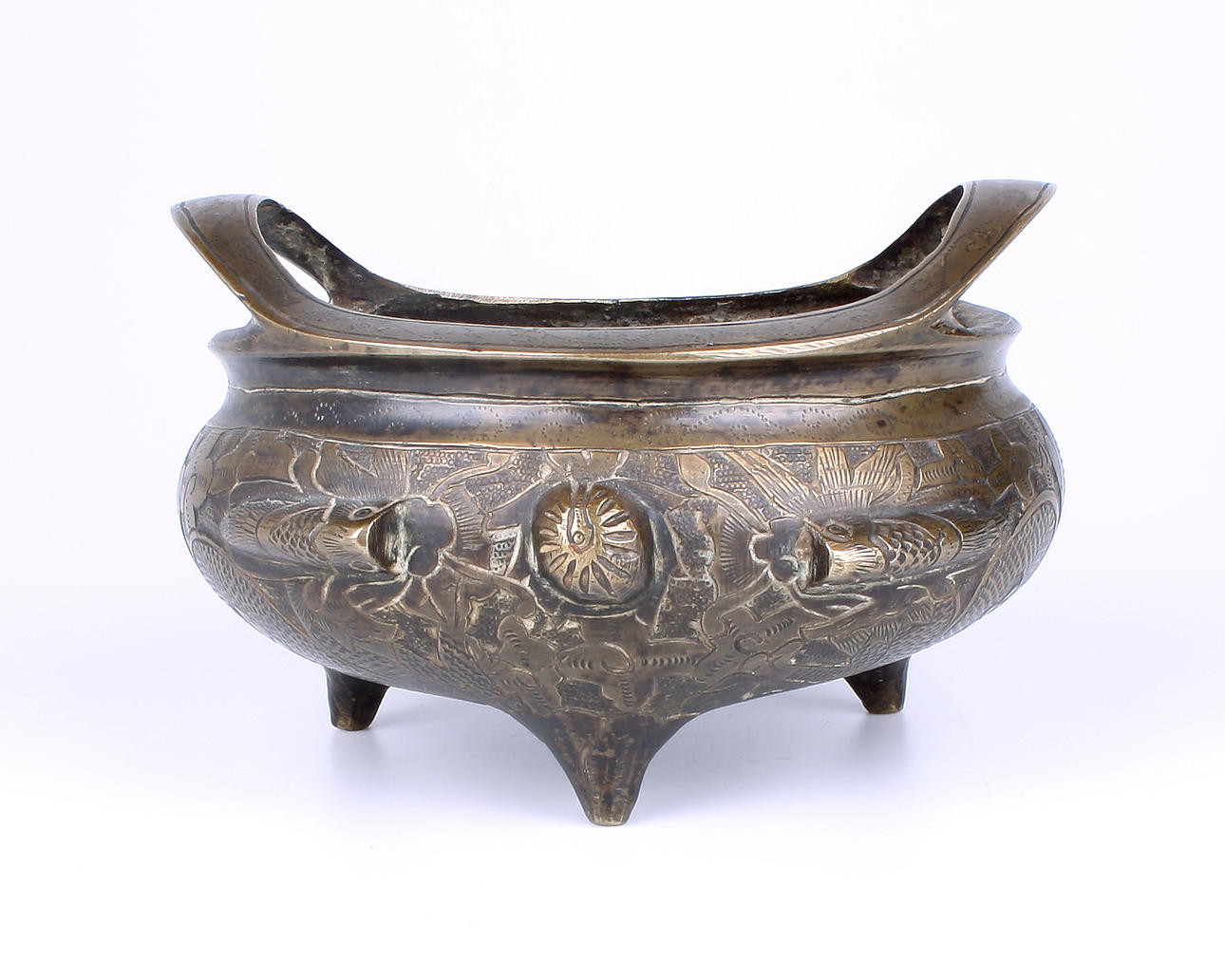 RÖKELSEKAR, brons, kinesiskt drakmönster, Kina, 17/1800-tal.