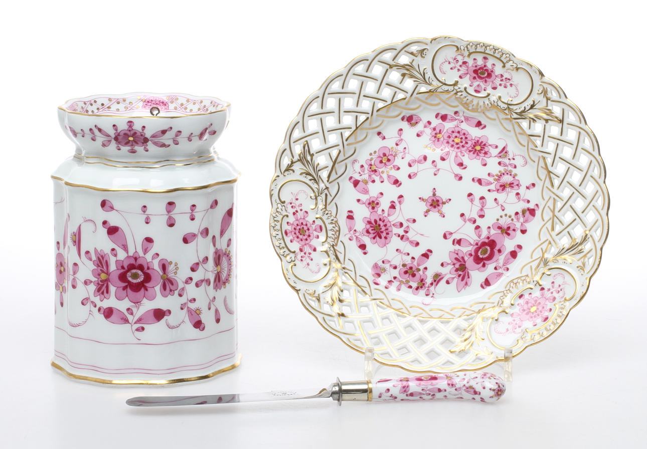 PORSLIN, 3 delar, "Indianische Blume", Meissen.