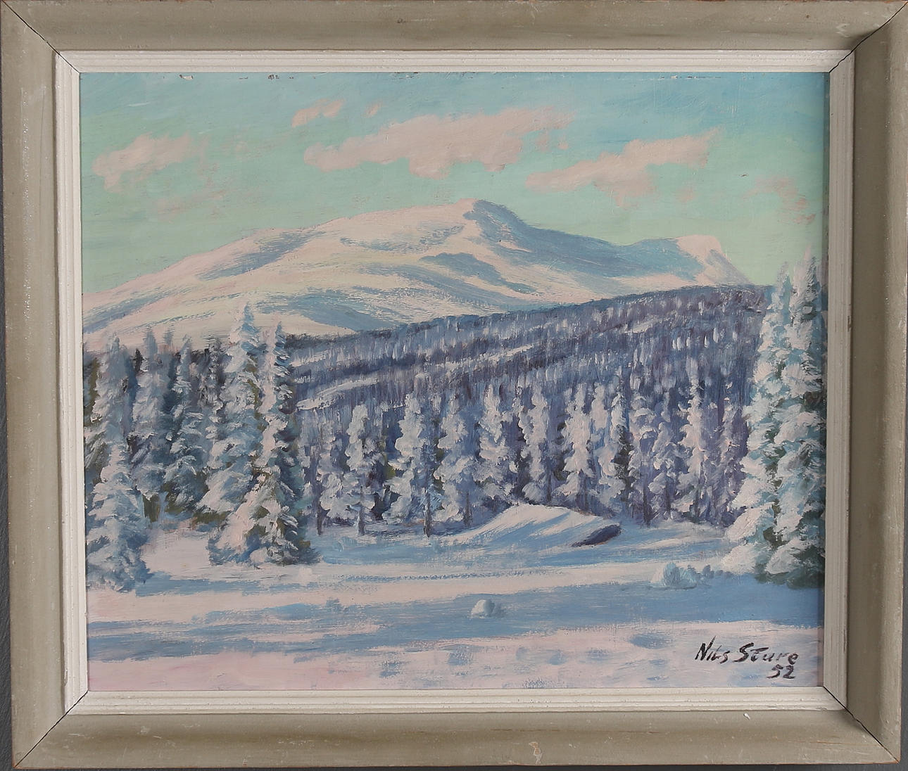 NILS STURE. Olja på pannå, signerad och daterad -53.
