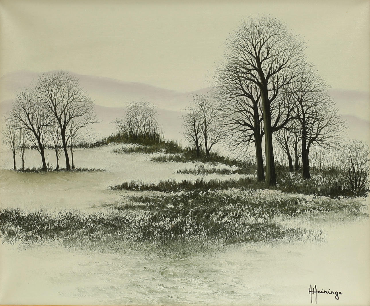 HELLE HEININGE. Olja på duk, "Vinter", signerad.