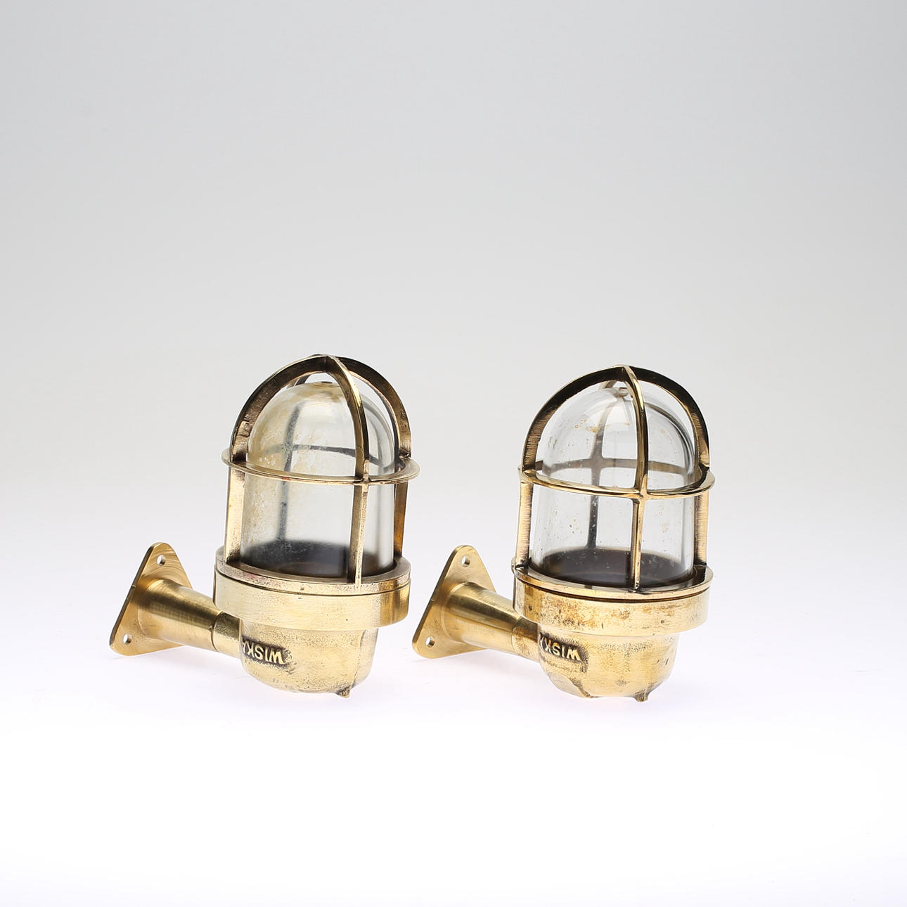 SHIP LIGHTING, 2 pcs, with wall bracket, brass, marked Wiska 1311.