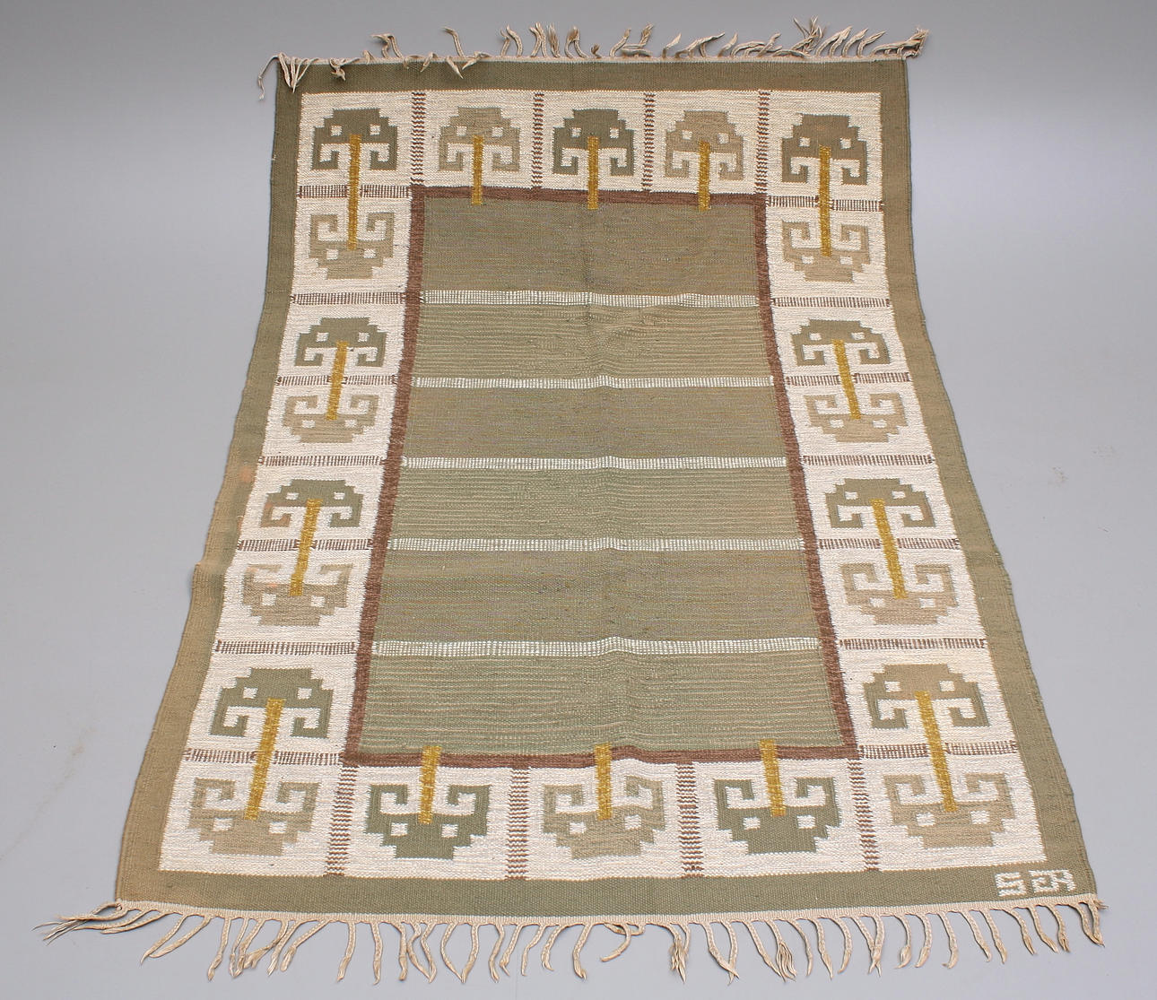 RÖLLAKANSMATTA, 198x138 cm, signerad S JA, 1950-tal.