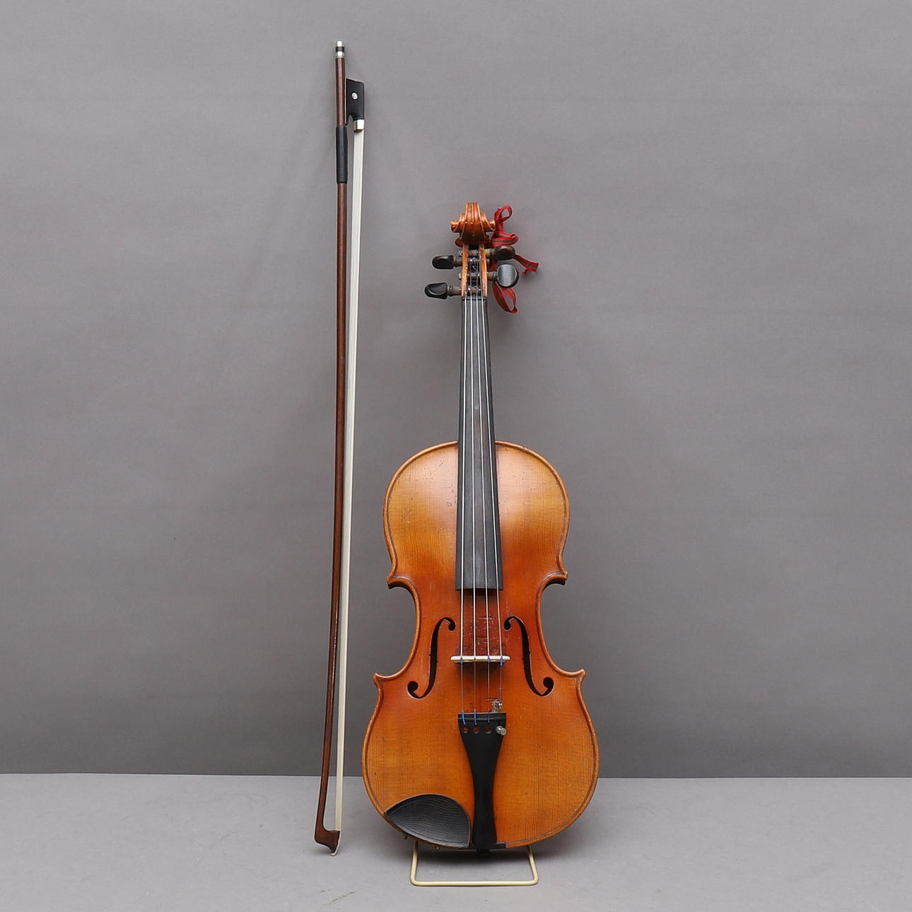 VIOLIN WITH STRING, factory violin, labeled Stradivarius, 1900s copy.